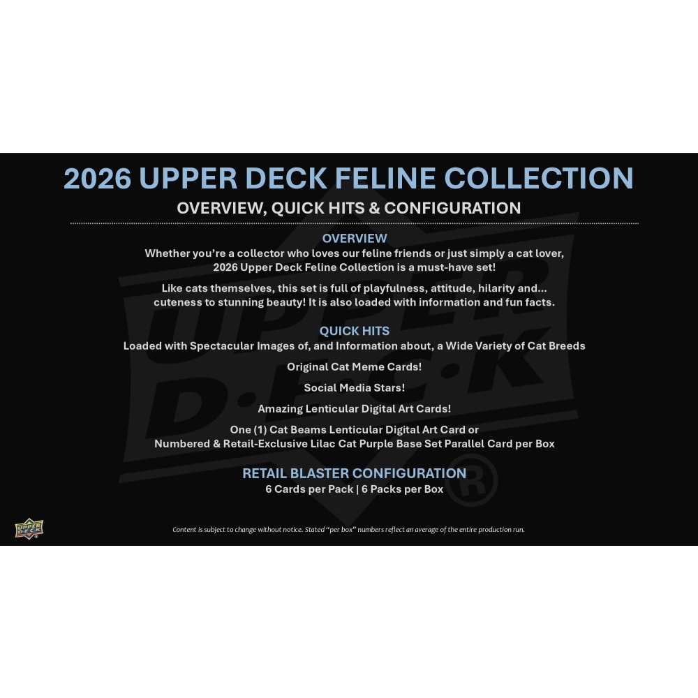 2026 Upper Deck Feline Collection Blaster Box | Steel City
