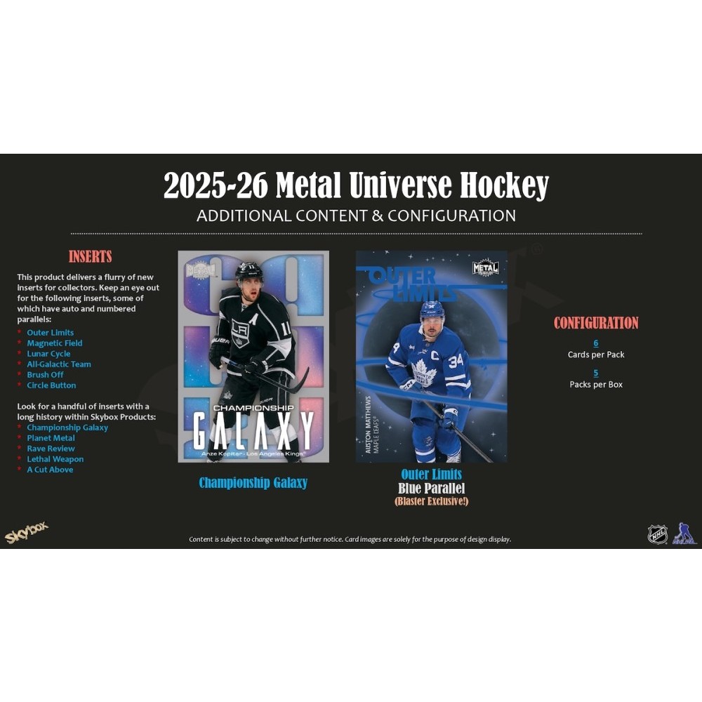 世界３個 超希少 灰球 UNIVESAL 当選販売品 未使用 幻のシリアルNo 2025-26 Upper Deck Skybox Metal Universe Hockey Blaster Box