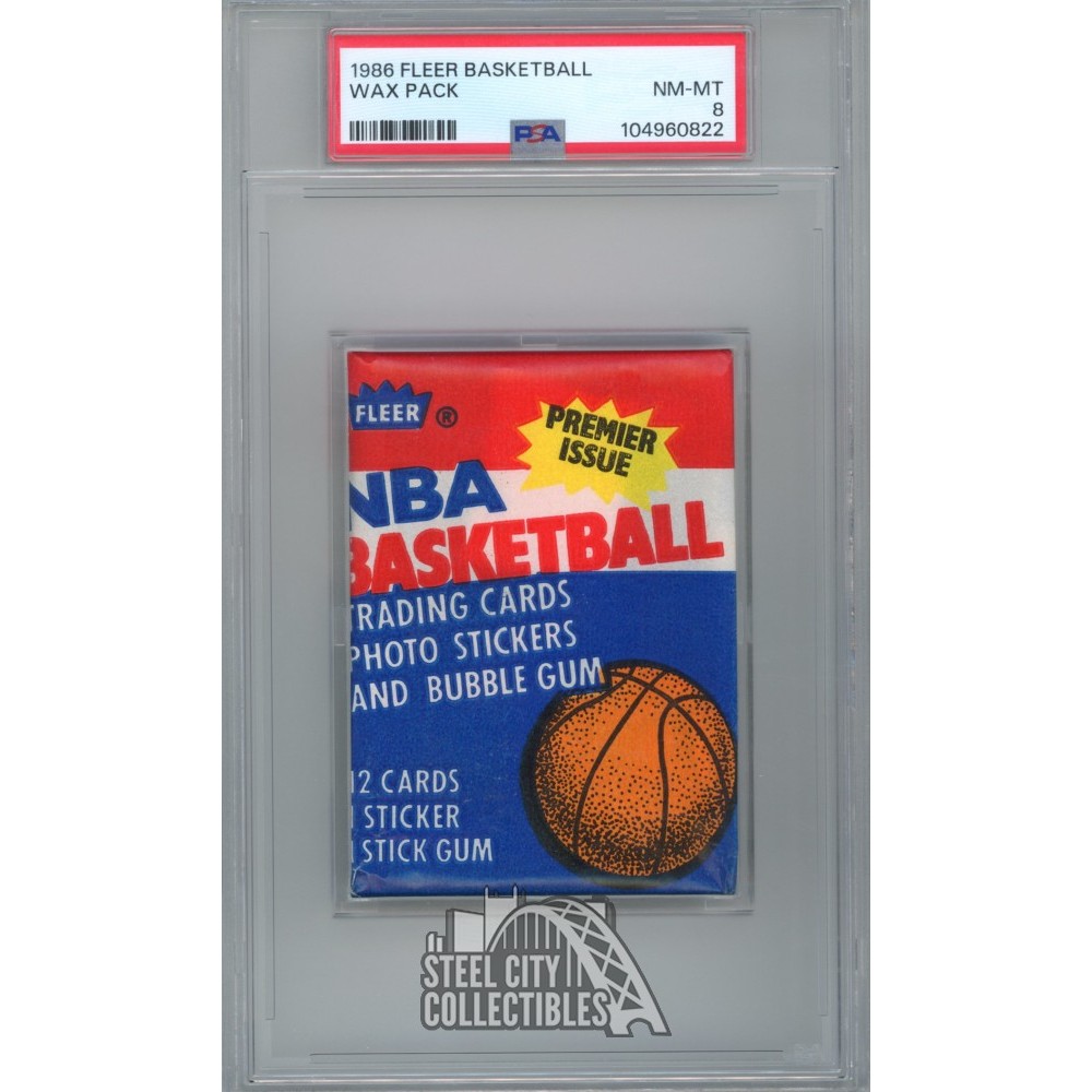 1986-87 Fleer Basketball Wax Pack Graded PSA 8