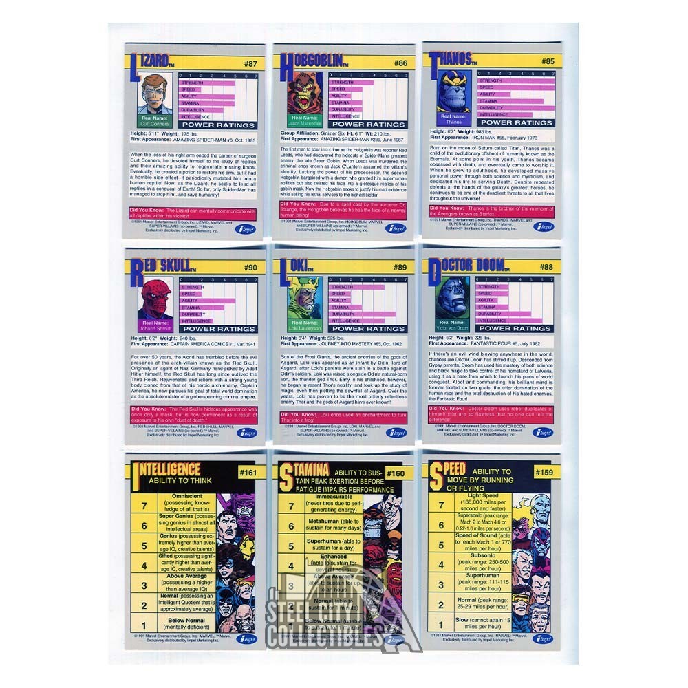 1991 Impel Marvel Universe Series 2 Complete 162-Card Base Set + 2