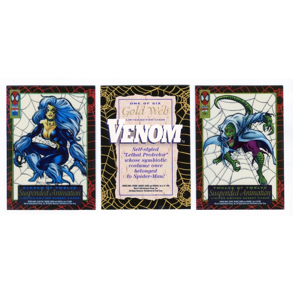 1994 Fleer Marvel The Amazing Spider-Man 3-Card Lot - Suspended Animation &  Gold Web Foil