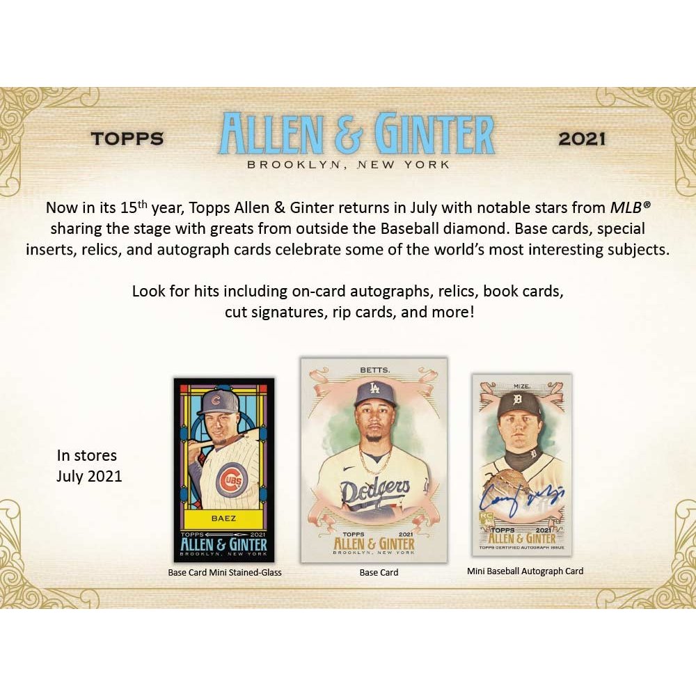 2021 Topps Allen & Ginter Baseball 24 Pack Retail 8 Box Case