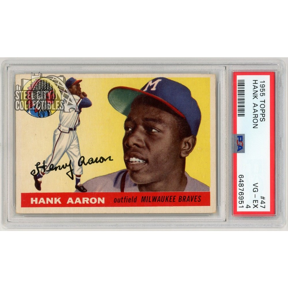 topps 47 HANK AARON 野球カード Hank Aaron 1955 Topps Card #47 PSA 4 VG-EX | Steel City Collectibles