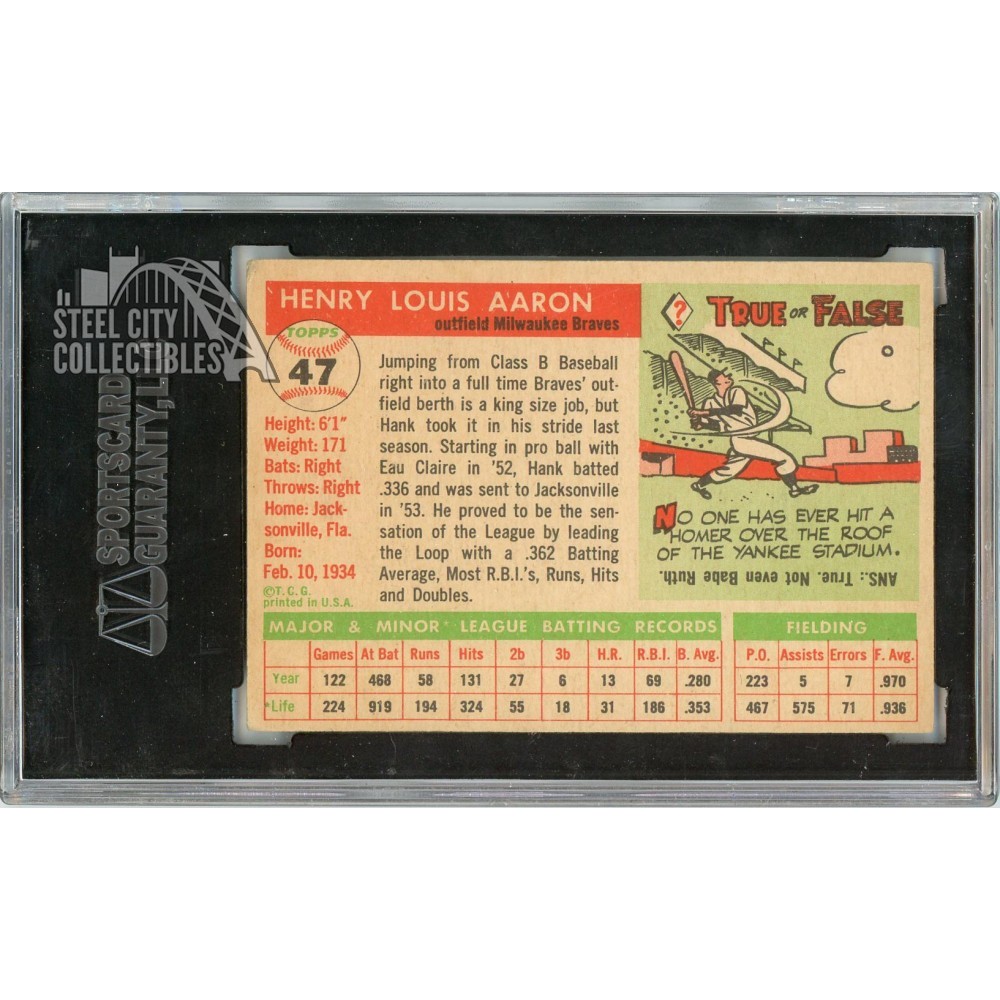Hank Aaron 1955 Topps Baseball Card #47 SGC 5 | Steel City