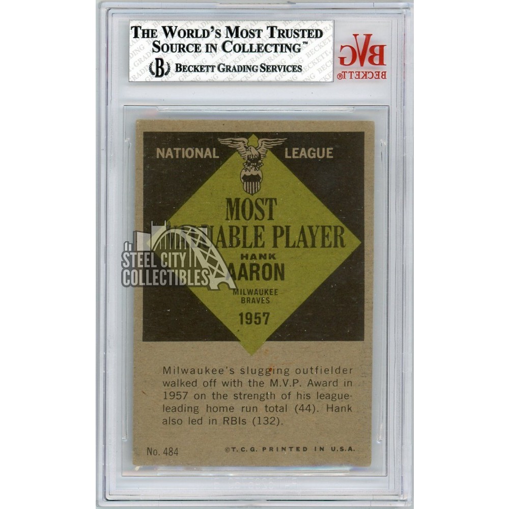Hank Aaron 1961 Topps Baseball MVP Card #484 BVG 4 | Steel City