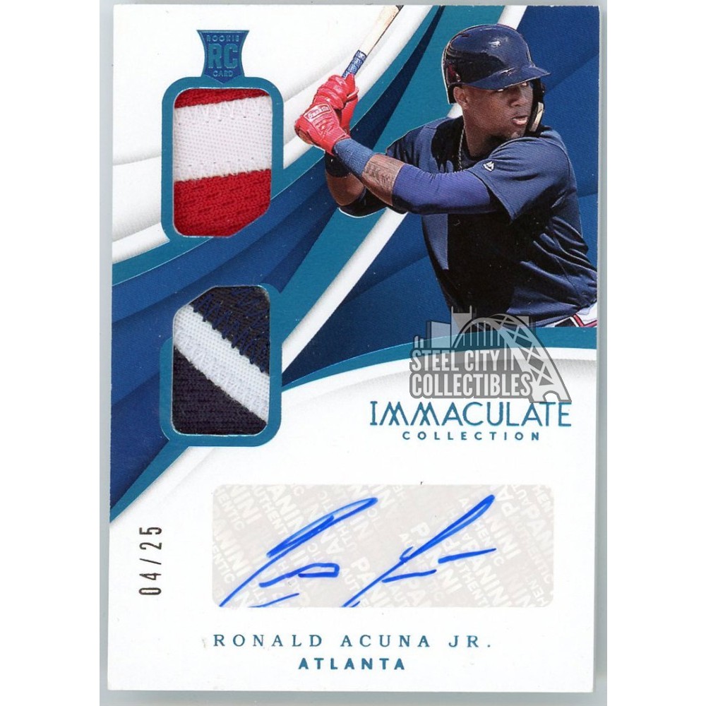 Ronald Acuna Jr 2018 Panini Immaculate Rookie Dual Patch Autograph