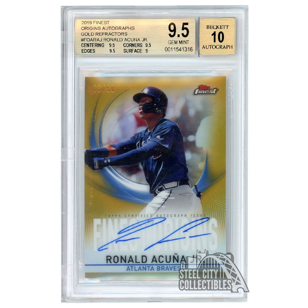 Ronald Acuna Jr 2019 Topps Finest Origins Gold Refractor Autograph Card FOARAJ 08/50 BGS 9.5