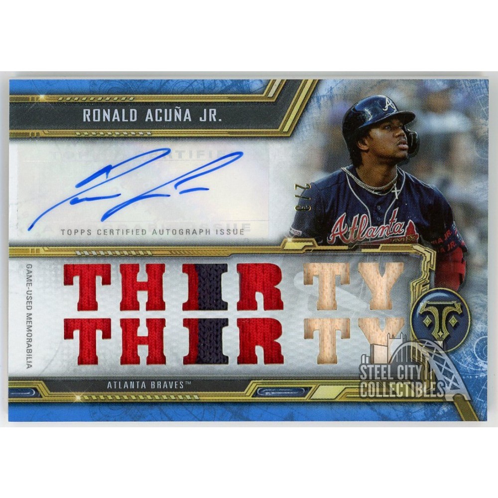 Ronald Acuna 2020 Topps Triple Threads Blue Triple Relic