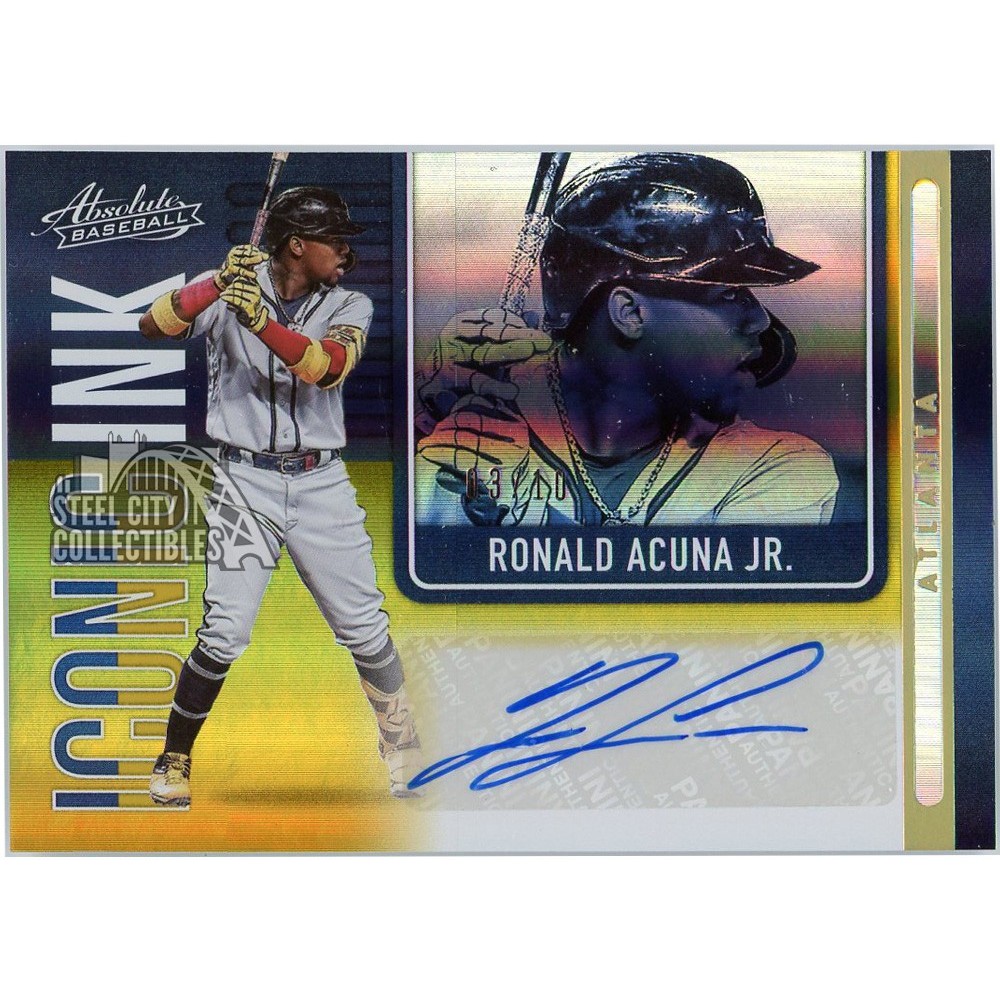 Iconic Ink Autographs Ronald Acuna Jr 2022 Panini Absolute Iconic Ink Gold Autograph Card #II ...