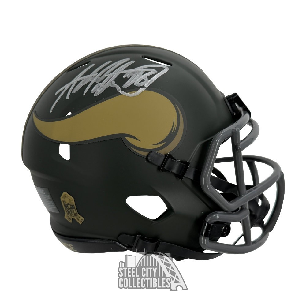 adrian football helmet Peterson Autographed Alternate Minnesota Vikings Speedflex Auth standing record Adrian Bulldogs | American Football