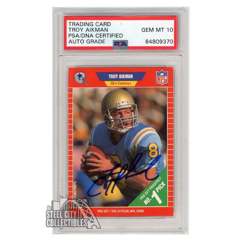 Troy Aikman 1989 Pro Set Autograph Rookie Card #490 PSA/DNA