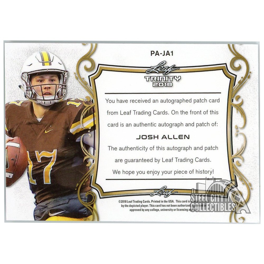 Josh Allen 2018 Leaf Trinity Rookie Patch Autograph Card #PA-JA1