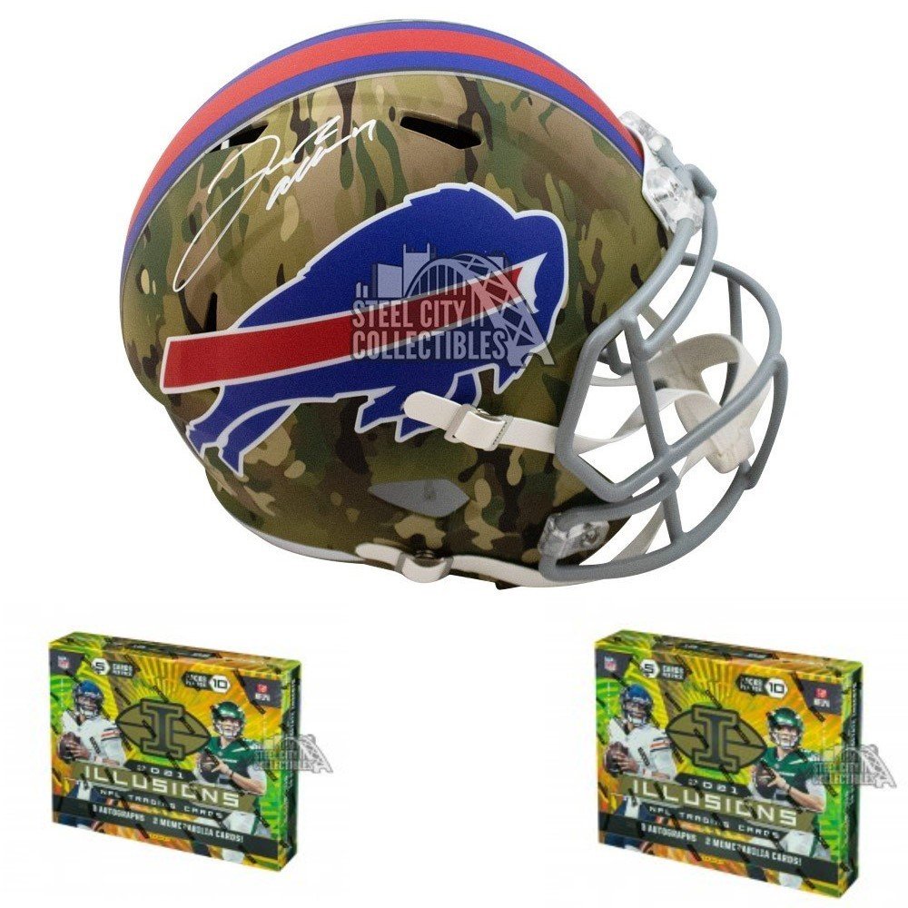 2021 Panini Illusions Football Hobby 2-Box Random Division Group Break - Prize - Josh Allen Autographed Buffalo Bills Camo Replica Full-Size Football Helmet - BAS COA #3 - Tyler