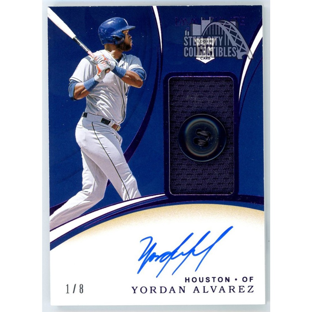 Yordan Alvarez 2020 Panini Immaculate Purple Button Rookie Auto