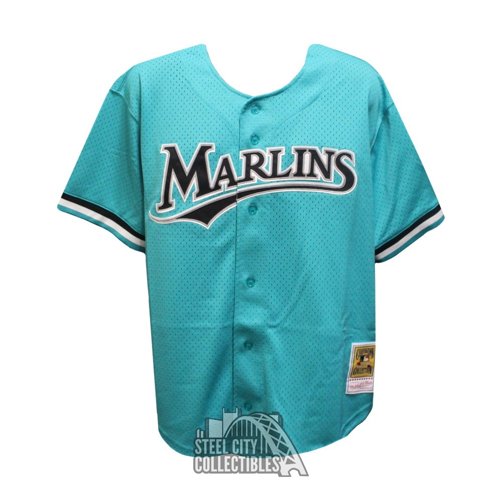 Andre Dawson Autographed Florida Mitchell & Ness Teal Baseball Jersey (Large) - BAS