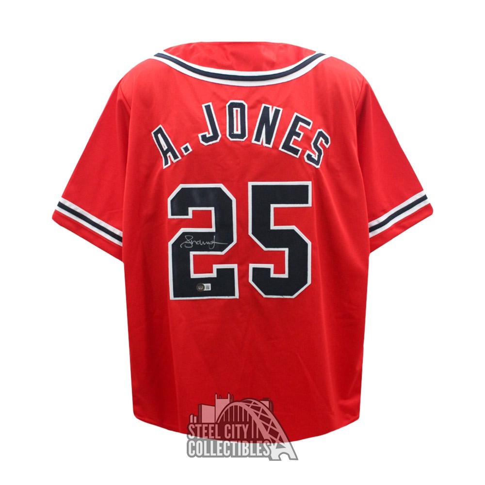 Andruw Jones Autographed Atlanta Red Custom Baseball Jersey - BAS