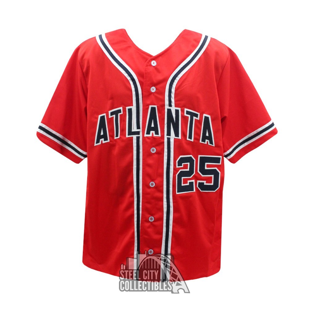 Andruw Jones Autographed Atlanta Red Custom Baseball Jersey - BAS