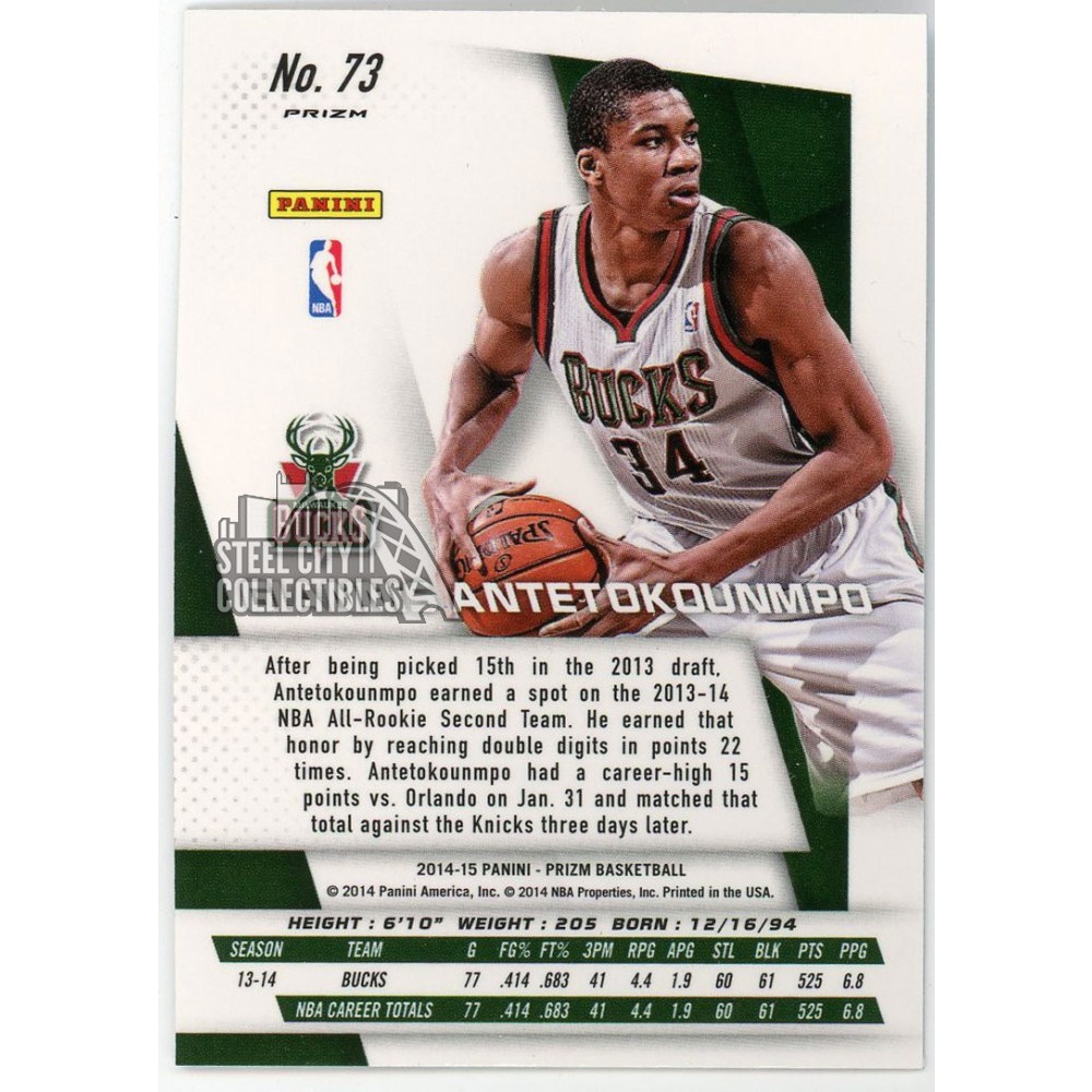 Giannis Antetokounmpo 2014-15 Panini Prizm Blue Wave Card #73
