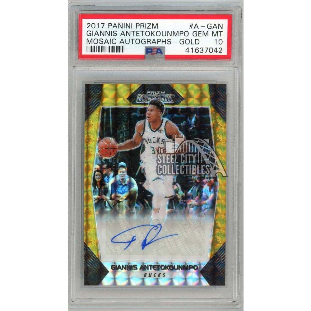 Giannis Antetokounmpo 2017-18 Panini Prizm Mosaic Gold Autograph