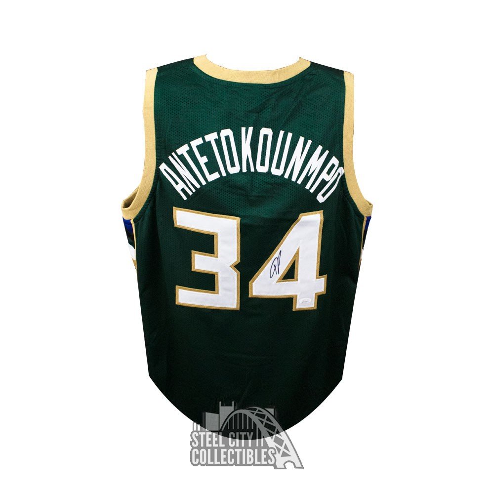 Giannis Antetokounmpo Autographed Greek Freak Milwaukee Custom Basketball  Jersey - JSA COA