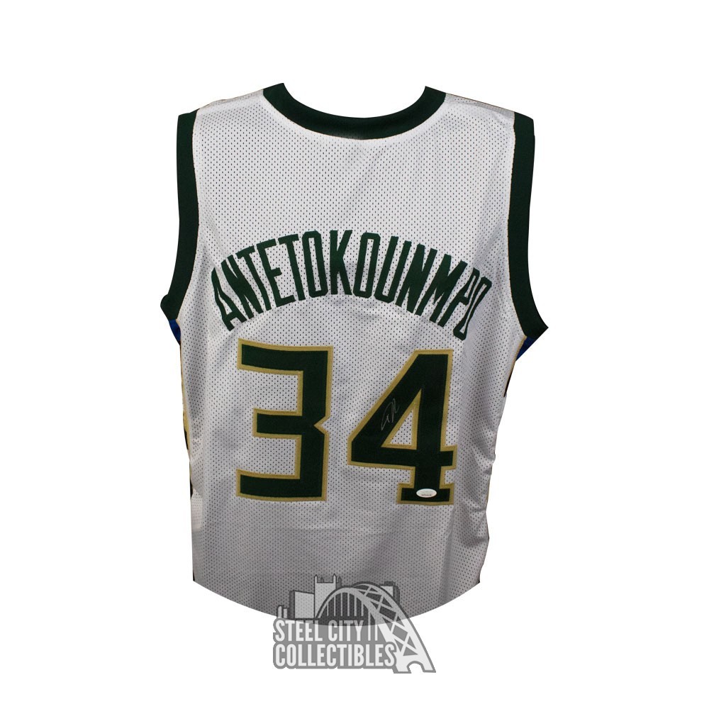 Giannis Antetokounmpo Autographed Custom Pro Style Cream City Jersey JSA  Authenticated