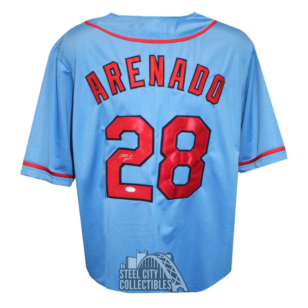 Nolan Arenado Autographed St Louis Custom Blue Baseball Jersey - JSA COA