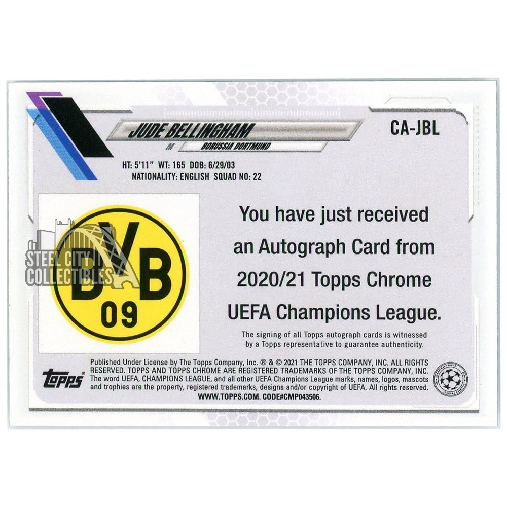 その他 2020 21 topps chrome Bellingham psa9 2020-21 Topps Chrome UEFA Jude Bellingham #CA-JBL RC Auto