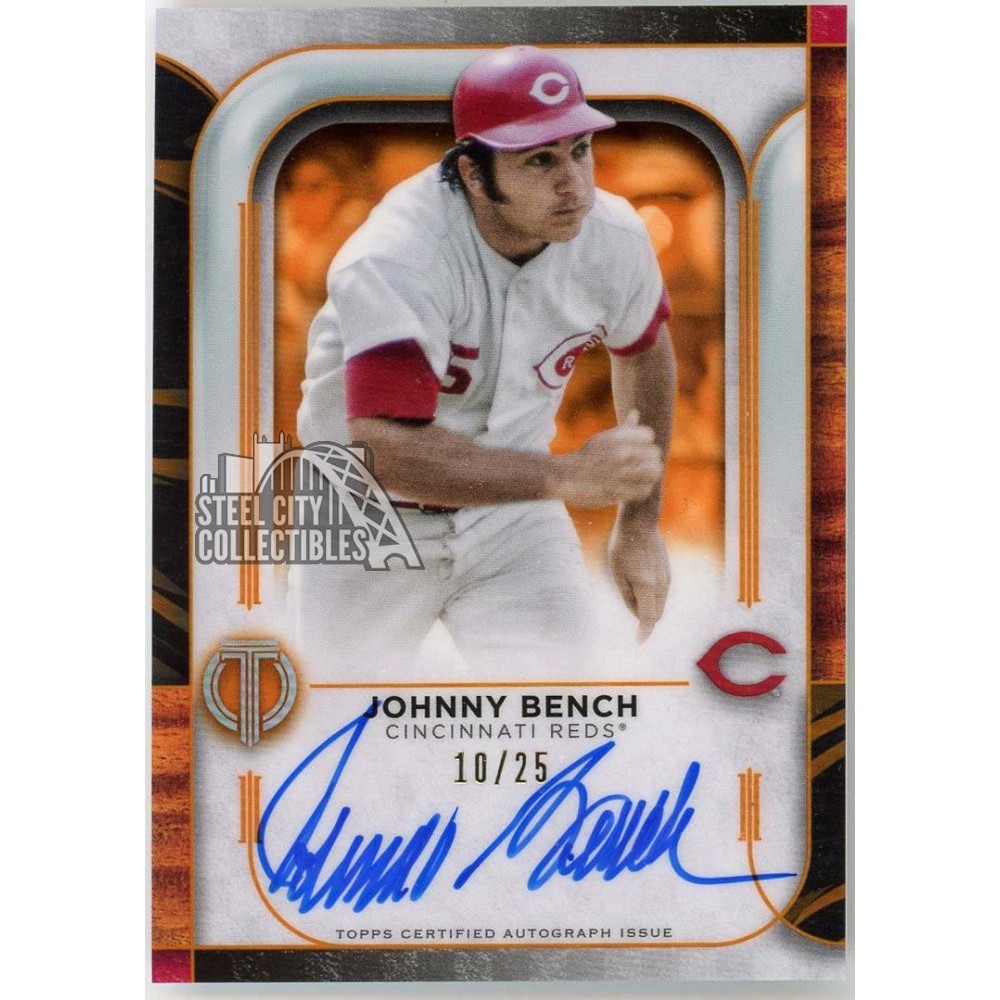 Johnny Bench 2022 Topps Tribute Orange Autograph Card #TA-JBE 10