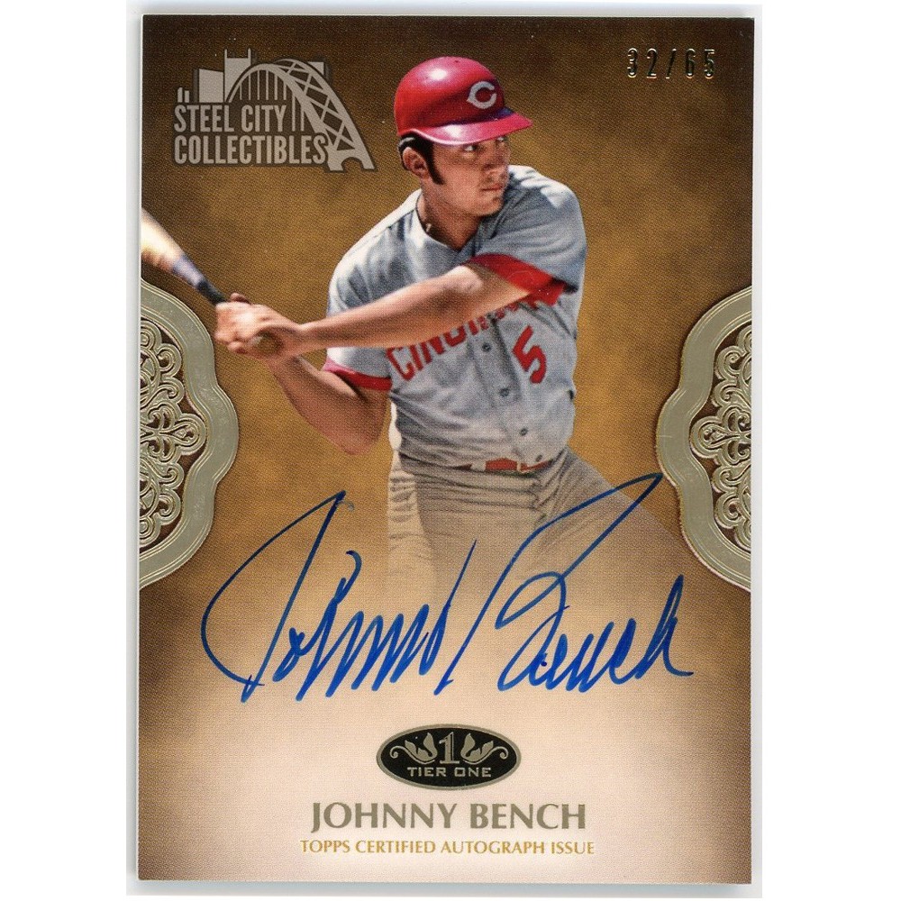 Johnny Bench 2019 Topps Tier One Certified Prime Performers Auto