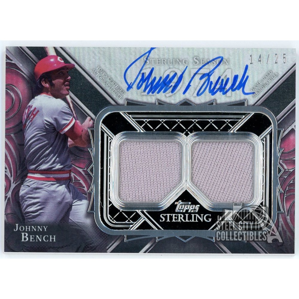 Johnny Bench 2022 Topps Sterling Seasons Dual Patch Auto