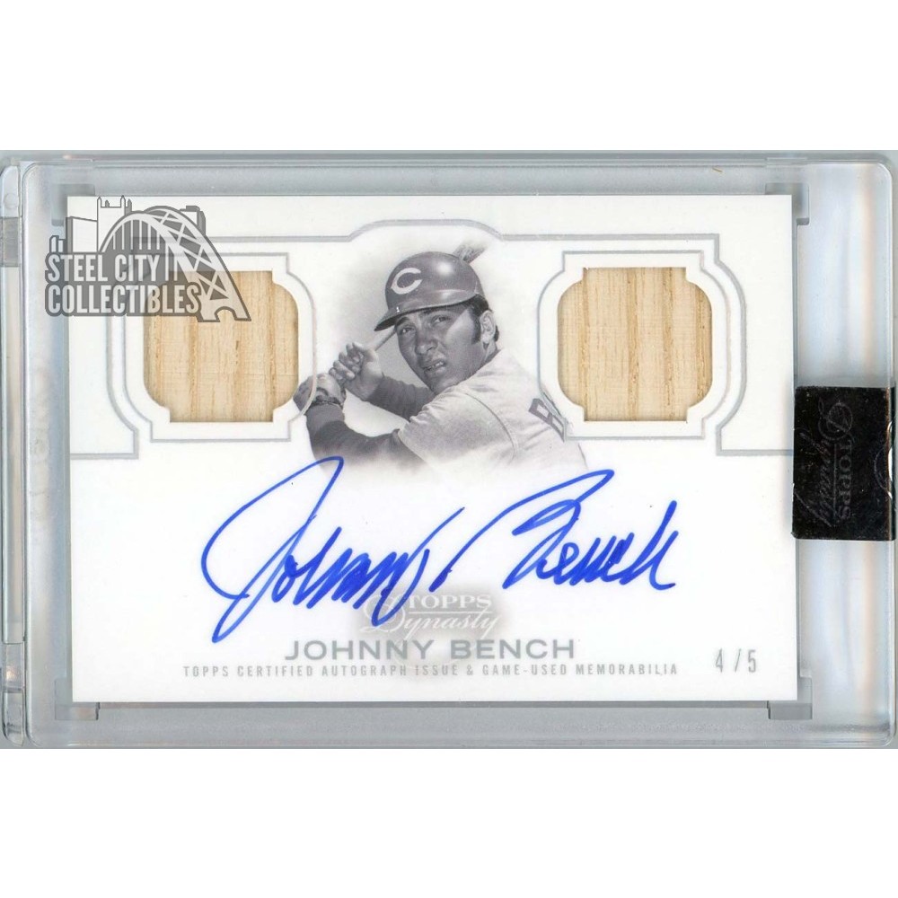 Johnny Bench 2020 Topps Dynasty Dual Bat Relic Autograph Card #ADR