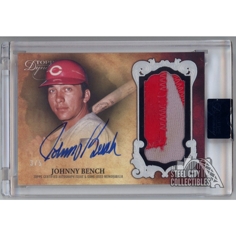 Johnny Bench 2021 Topps Dynasty Dynastic Data Patch Autograph Card