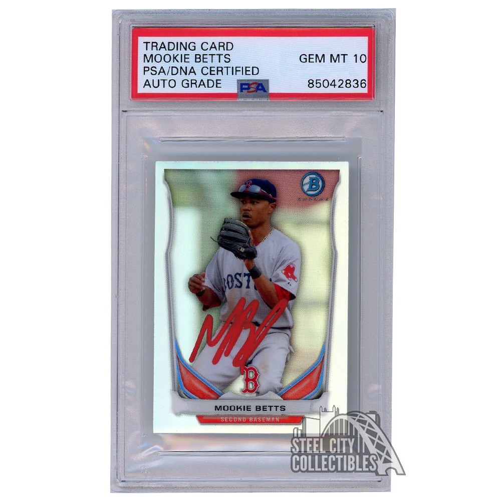 Mookie Betts 2014 Bowman Chrome Mini Refractor Autograph Card #BM-BRS4  PSA/DNA 10 (Red)