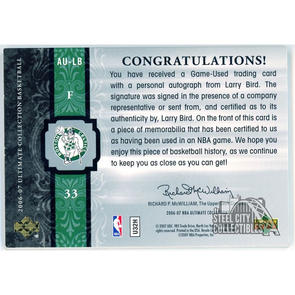 Larry Bird 2006-07 Upper Deck Ultimate Collection Patch Auto Card