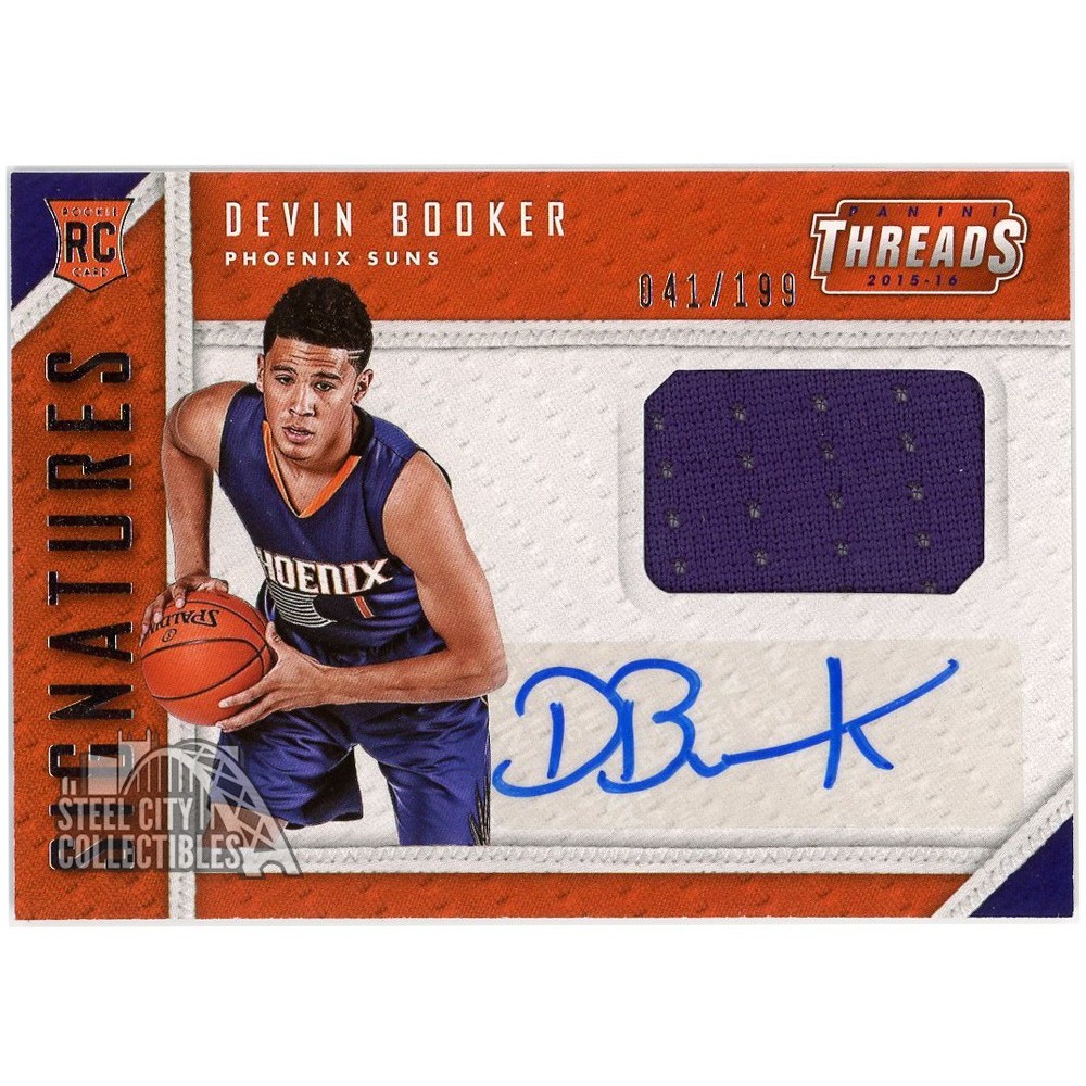 Devin Booker 2015-16 Panini Threads Rookie Jersey Autograph Card 