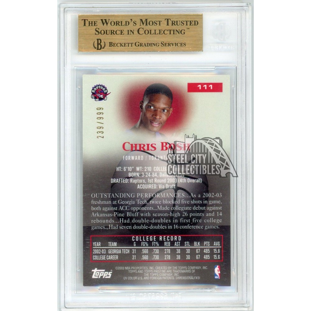 Chris Bosh 2003-04 Topps Pristine Basketball Rookie Card #111 239