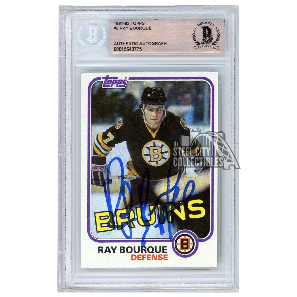 Bruins Ray Bourque Signed 1981 Topps #5 Card Autographed BAS Slabbed