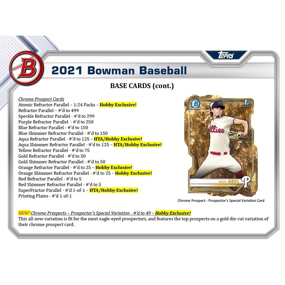 2021 Bowman Baseball Hobby Box | Steel City Collectibles