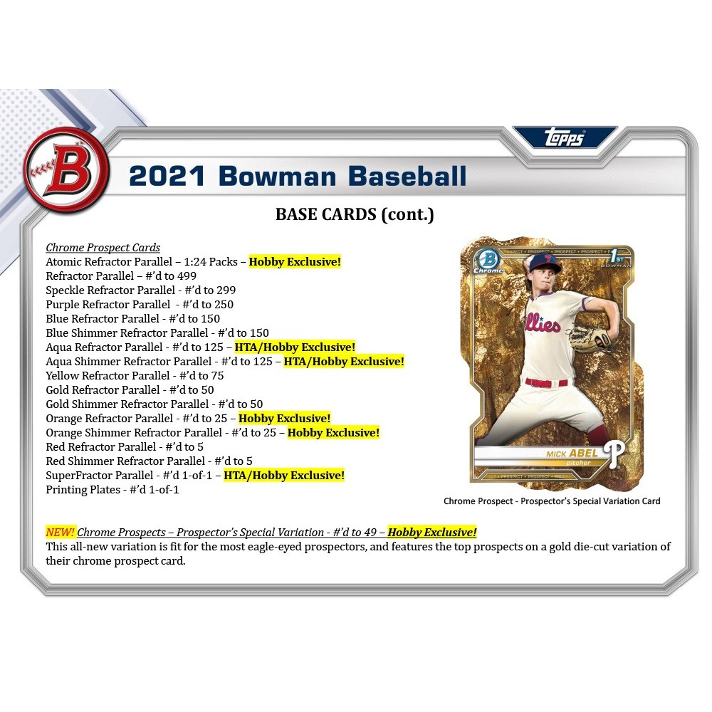 2021 Bowman Baseball Hobby Box