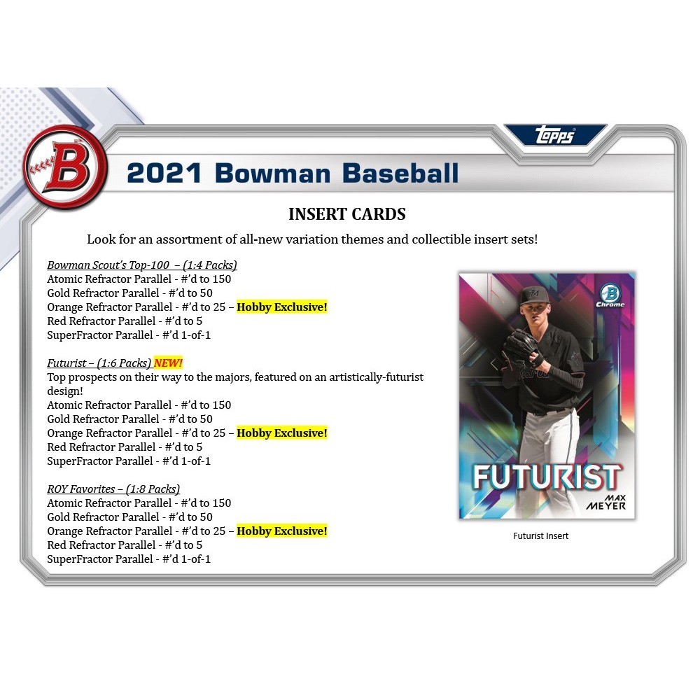 2021 Bowman Baseball Hobby Box | Steel City Collectibles