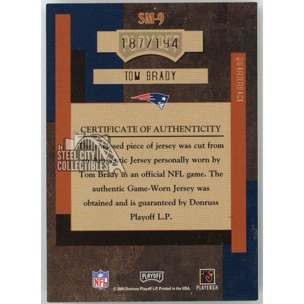 Tom Brady 2004 Playoff Absolute Memorabilia Jersey Autograph Card