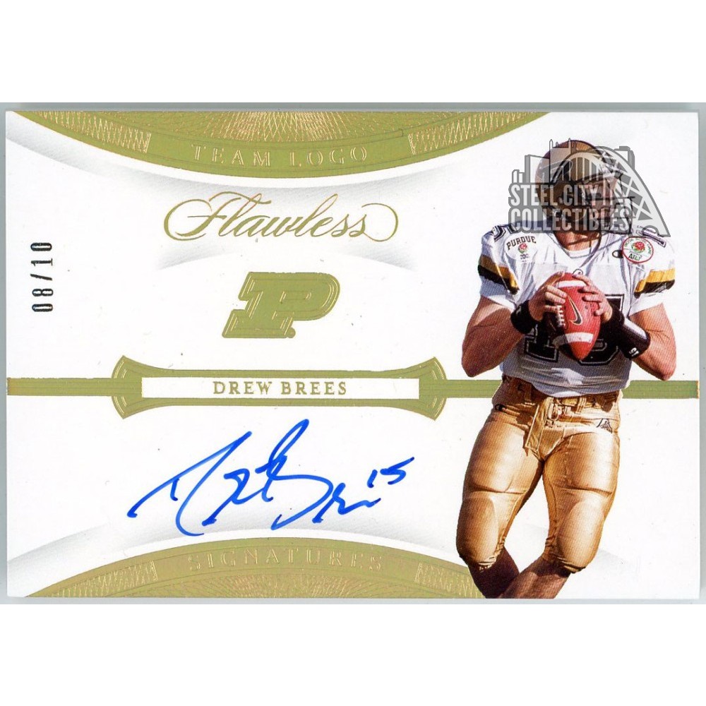 Drew Brees 2020 Panini Flawless Collegiate Team Logo Autograph