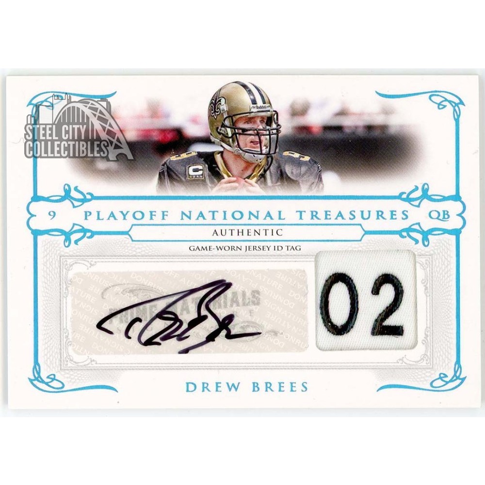 Drew Brees 2007 Playoff National Treasures Tag Patch Autograph