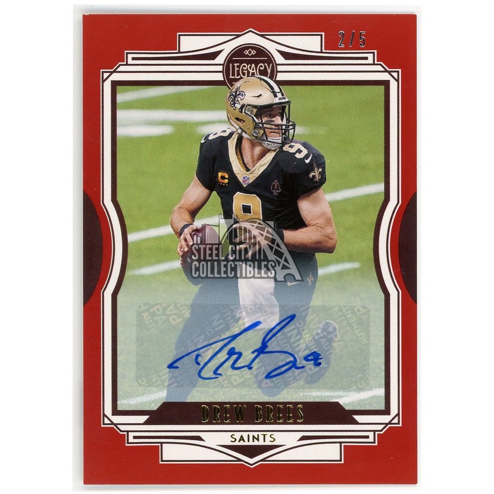 Drew Brees 2021 Panini Legacy Red Autograph Card #34 2/5 | Steel