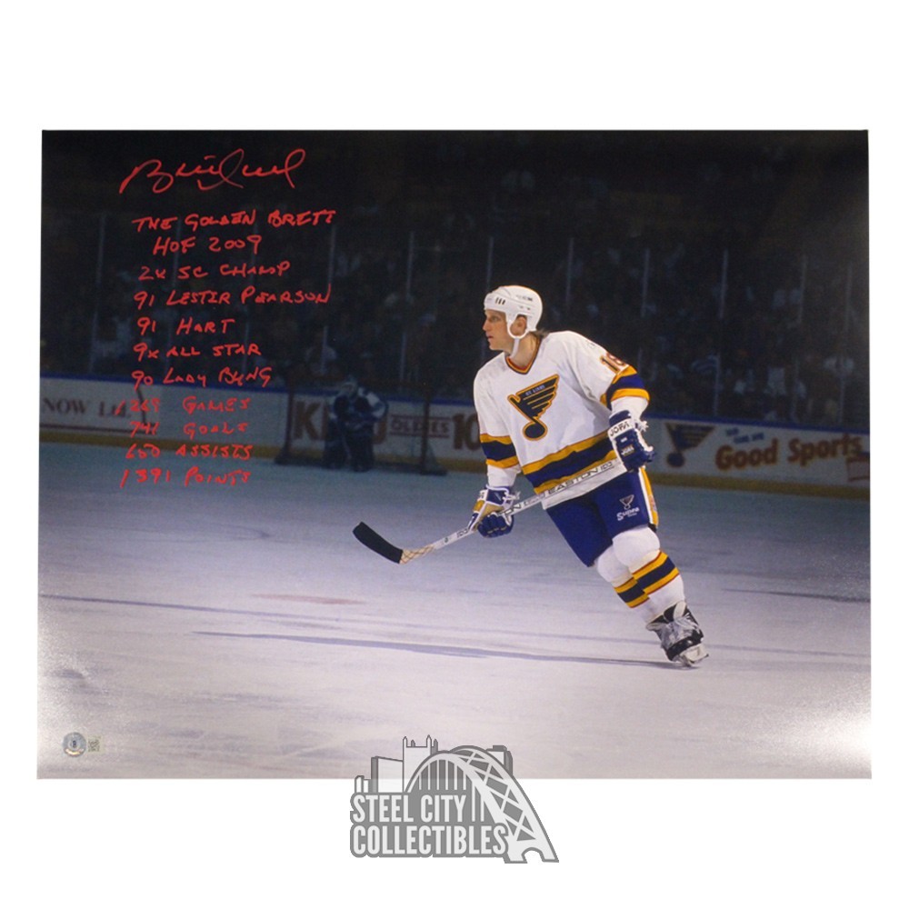 Brett Hull Autograph St Louis 16x20 Hockey Photo 11 Inscriptions Red