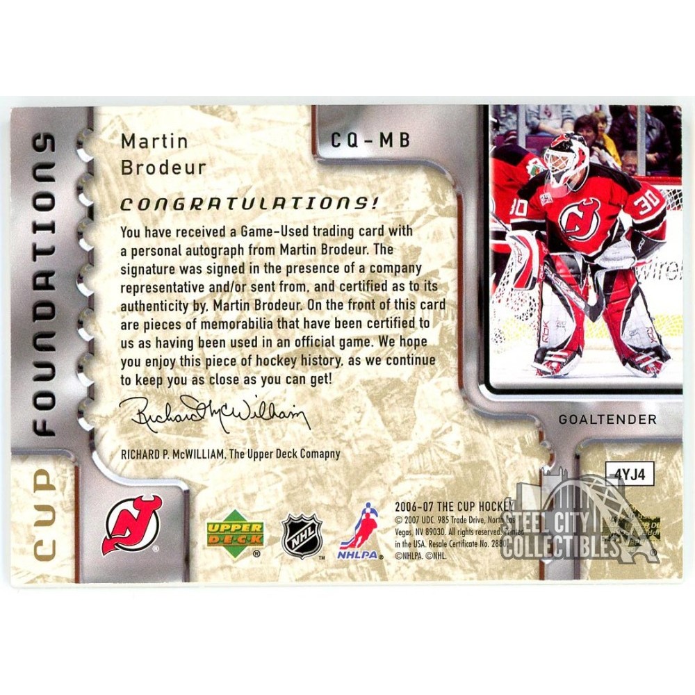 Martin Brodeur 2006-07 Upper Deck The Cup Foundations Quad Patch