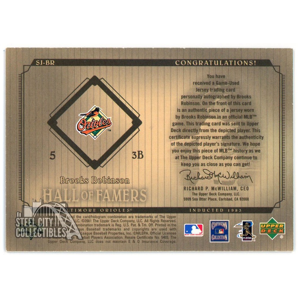 Brooks Robinson 2001 Upper Deck Hall Of Famers Patch Autograph