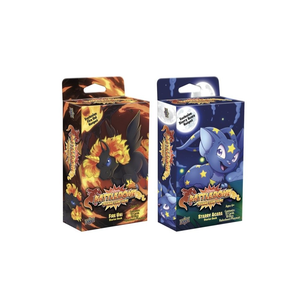 2024 Upper Deck Neopets Battledome Defenders of Neopia Fire Uni & Starry Acara Starter Deck Pair