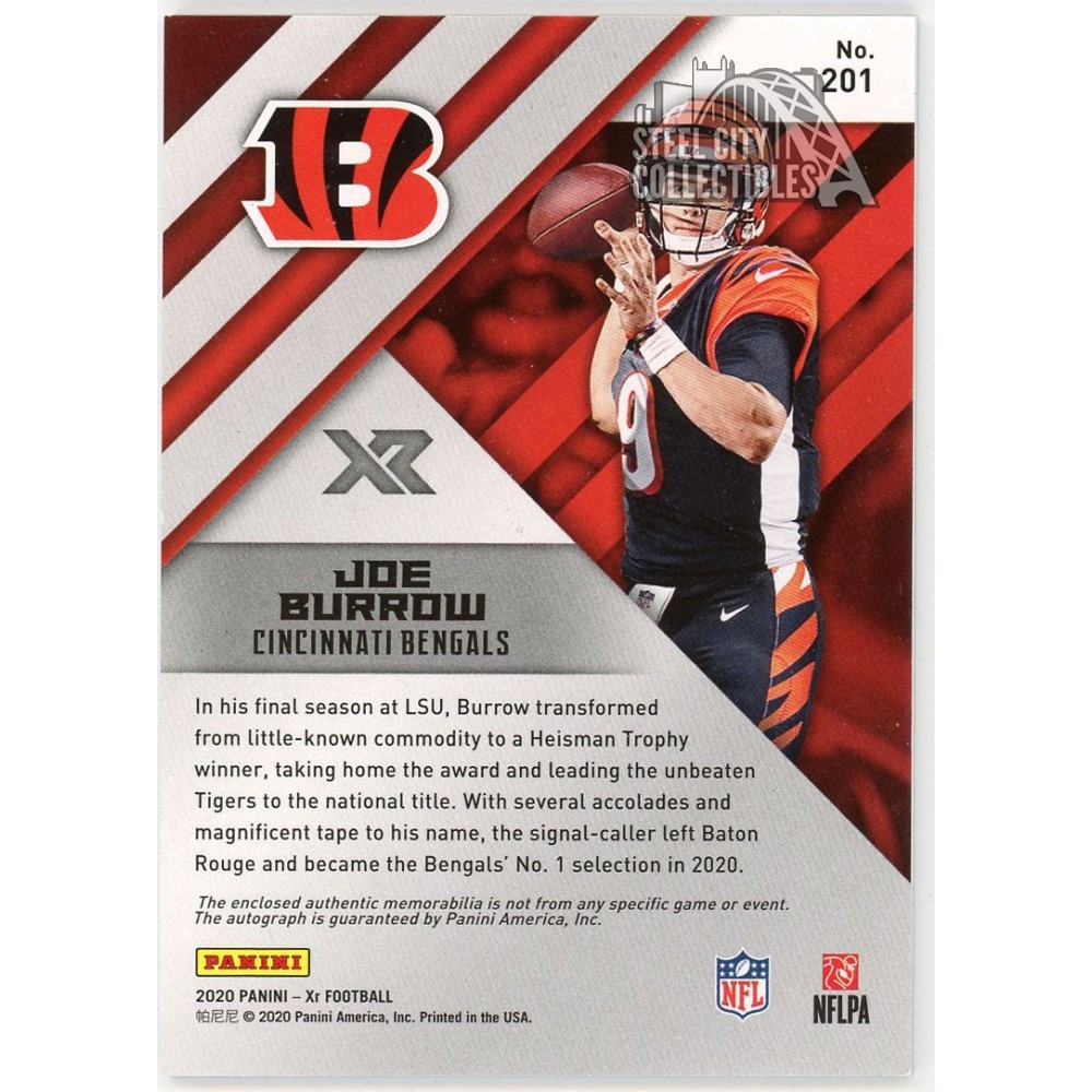 Joe Burrow 2020 Panini XR Triple Rookie Patch Autograph Card #201