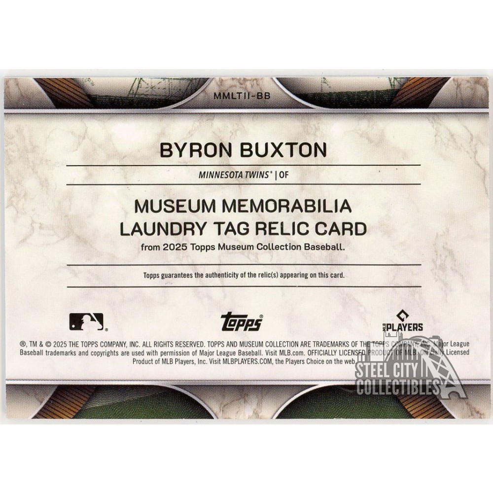 Byron Buxton 2025 Topps Museum Game-Used Laundry Tag Patch Card